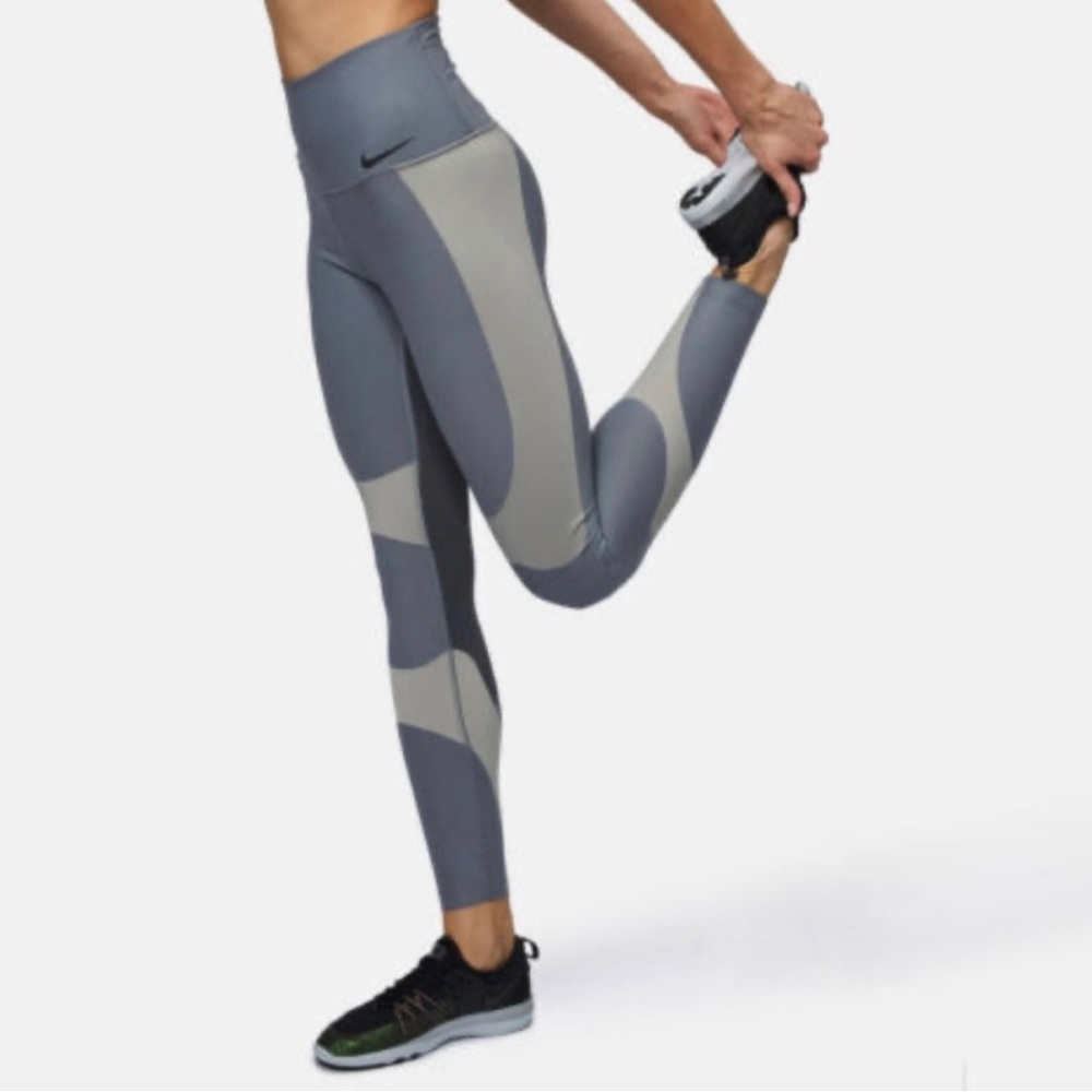 Nike Power Legend 28” High Waist Training Tights - Small, Grey Colorblock
